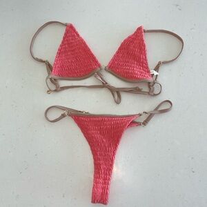 For love and Lemons Pink and tan bikini